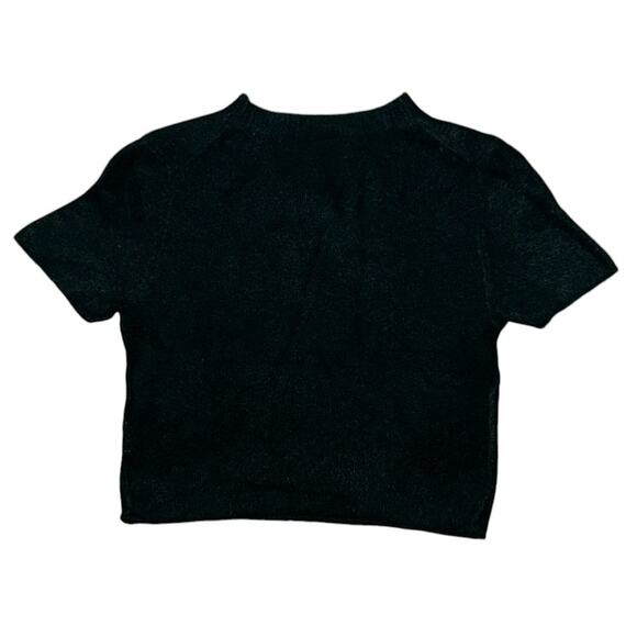 Vici Short Sleeve Cropped High Stretch Black Sweater Top Women's Medium - Picture 4 of 6